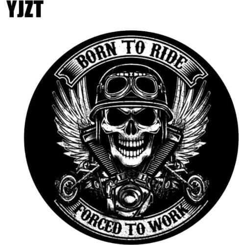 YJZT 12CM*12CM BORN TO RIDE Skull Car Sticker Funny Decal Car Accessories 6-2255