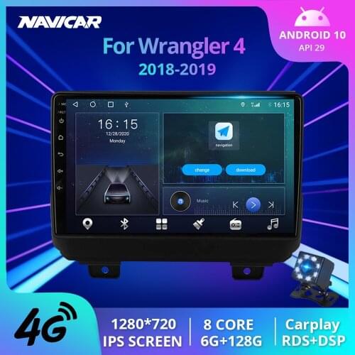 2Din Android10.0 Car Radio For Jeep Wrangler 4 JL 2018 2019 GPS Navigation Auto Radio Car Receiver Bluetooth Player NO 2DIN DVD