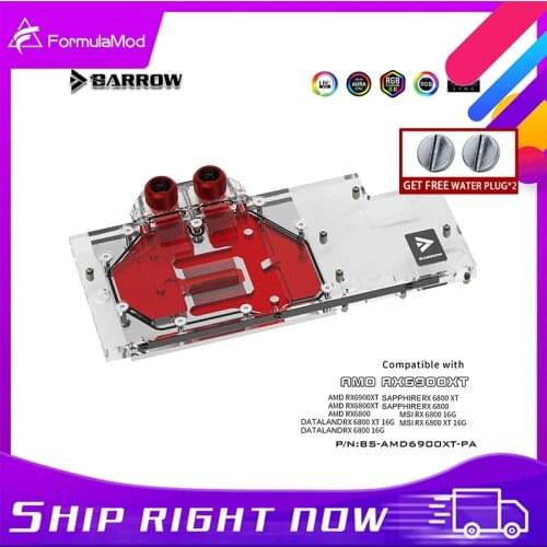 BARROW 6900 GPU Water Cooling Block, Full coverage For AMD Founder Edition MSI Sapphire RX 6900 6800 XT, BS-AMD6900XT-PA