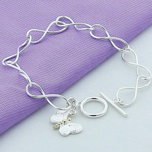 High Qualtiy 925 Sterling Silver Jewelry Bracelet Bangle Fashion Insect Dragonfly Butterfly Pendant Bracelet For Women