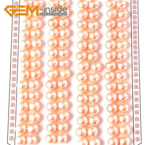 Gem-Inside 4-10mm Natural Pearl Beads Half Drilling Earrings Wholesale 27 30 52 Pairs Free Shipping Fashion Gift DIY
