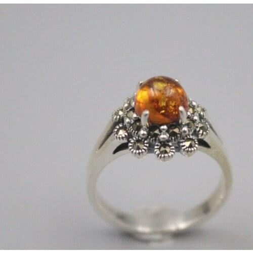 Pure 925 Sterling Silver Ring Width 13mm Chrysophoron Bead Marcasite Lace Ring For Woman US Size 6-10