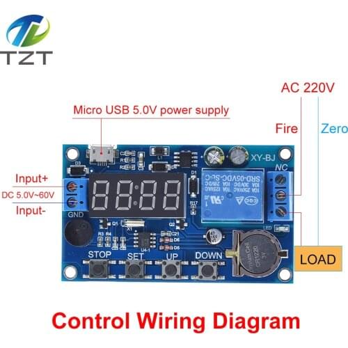 DC 5V Real time Timing Delay Timer Relay Module Switch Control Clock Synchronization Multiple mode control Wiring diagram