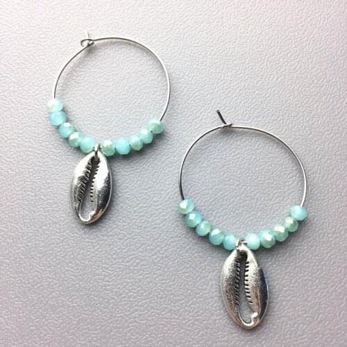 Dongmu 2018 New Crystal Earrings Pop Shell Erzhuiboximiya Summer Lady Lover Gift