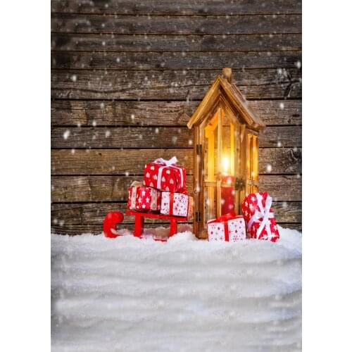 Christmas outdoor cabin bedroom Christmas tree Christmas gifts photo background studio studio photo background