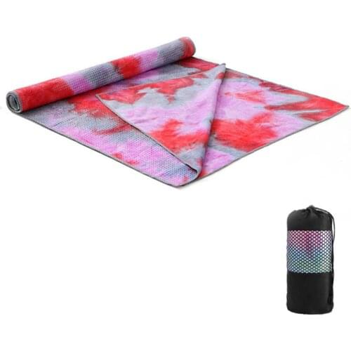 Tie-Dye Yoga Towel Sweat Absorbent Non-Slip Fitness Mat Blanket with Carry Bag K1KD