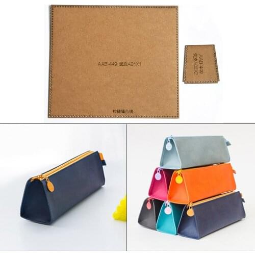 DIY Leather Handmade Craft Pencil Case Stationery Bag Sewing Pattern Hard Kraft Paper Stencil Template 6cm*5cm*20cm