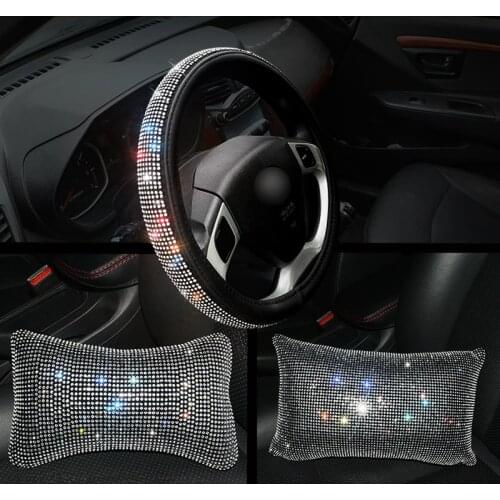 Fashion Diamante Diamond Pillow Car Head Neck Pillow Crystal Bling Waist Supports Bow Seat Rest Back Lumbar For Girls Women