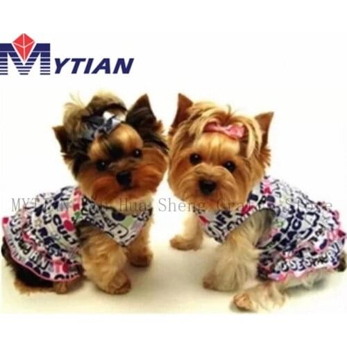 MYTIAN DIY Diamond Embroidery Yorkies in Dresses,Dog Lovers,DIY 5D Diamond Painting Full Drill Mosaic Cross Stitch Home Decor