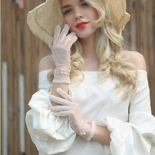 Summer Full Finger Sunscreen Gloves Touch Screen 1 Pair Women Non-slip Sun Protection Driving Gloves