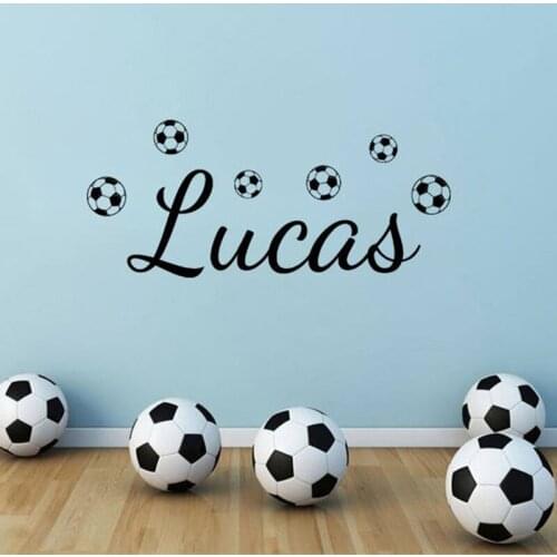PERSONALISED Name with Footballs Wall Art Sticker, Boys Decal, Modern Sticker Paper Single-piece Package ROWNOCEAN Cartoon