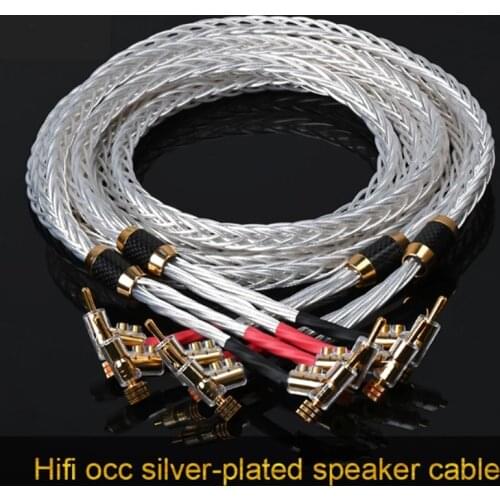 Silver-plated Hifi Speaker Cable Hi-end OCC Silver Self-locking Banana Speaker Wire for Speaker