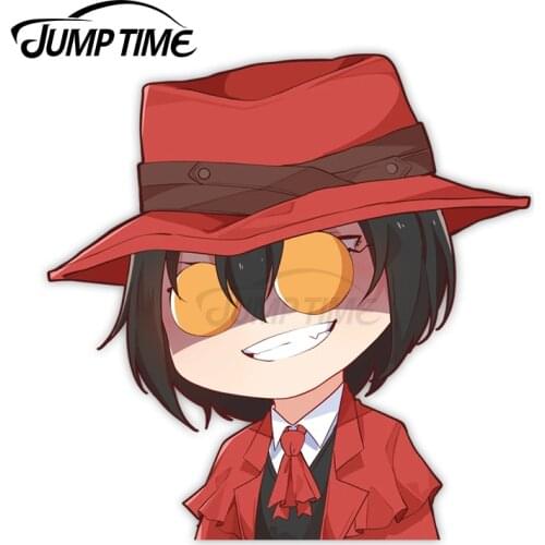 Jump Time 13 x 8.6cm Cute Car Accessories Alucard Anime Peeker Decal Funny Laptop Camper Waterproof Vinyl Car Stickers