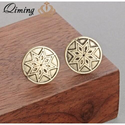 QIMING Star Rus Gold Bohemia Earrings Women Talisman Cheap Jewelry Accessories Pagan Female Golden Earrings