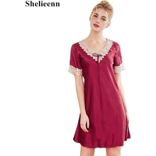Sexy Silk Satin Night Gown Sleeveless Nightdress Women Sleep Dress V-neck Nighties Night Shirt Fashion Sleepwear Women Nightwear