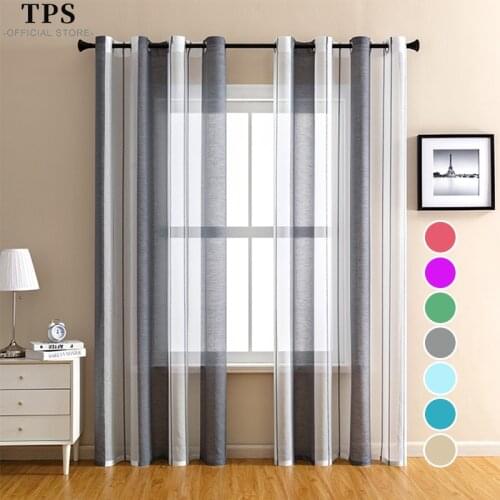 TPS Striped Sheer Curtains for Living Room Bedroom Tulle Curtain Window Kitchen Modern Window Treatment Drapes Voile Curtains