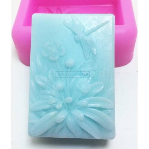 Flowers dragonfly pattern Silicone mold Fondant cake mold resin clay sugar craft mold DIY decorating tool BL012 soap mold