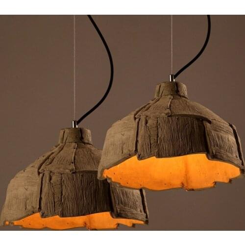 Modern Nordic Cement Wood Like Pendant Lights Restaurant Bar Cafe E27 Base Pendant Lights Art Home Lustres De Sala Hanging Lamps