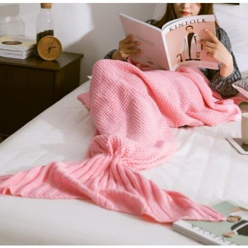Super Soft Sleeping Bed Wrap 3 Sizes 30PCS/LOT Mermaid Tail Blanket Yarn Knitted Handmade Crochet Mermaid Blanket