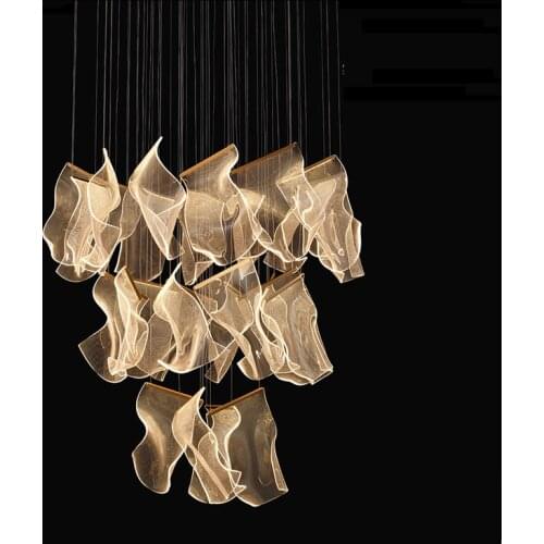 LED Postmodern Art Paper Iron Acryl Desinger Chandelier Lighting Lustre Suspension Luminaire Lampen For Dinning Room Staircase