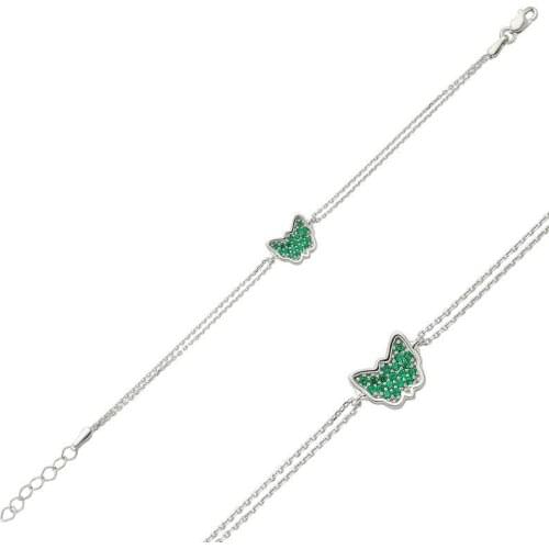 Tevuli 925 Sterling Silver Green Butterfly Womens Bracelet