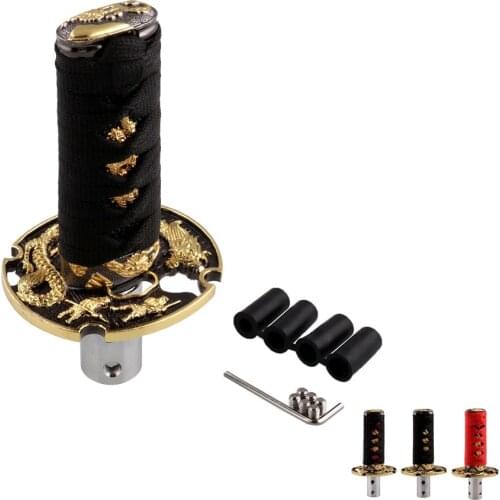10cm Universal Katana Samurai Sword Gear Shift Knob Warrior Series Manual Stick Shift Knob with 4 Adapters Fits Most Vehicles