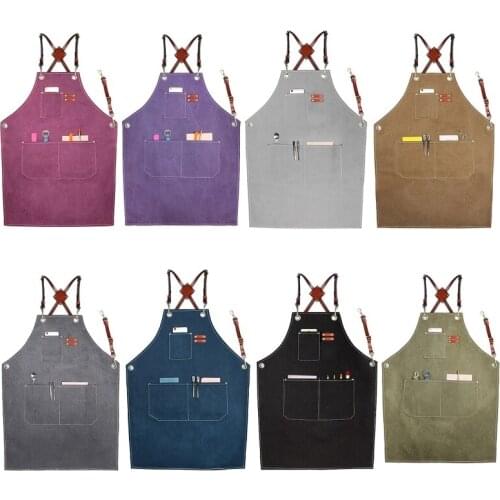 Utility Work Apron Canvas Apron Workshop Tool Apron with Adjustable Straps for Barber,Kitchen,Gardener,Cafeshop K0AB