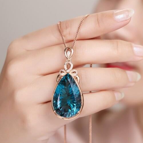 Vintage 18K Rose Gold Lab Sapphire Pendant 925 Sterling Silver Wedding Pendants Necklace For Women Party Choker Jewelry Gift