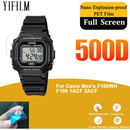 3Pcs Nano Explosion-proof Screen Protector For Casio Mens F108WH F108 1ACF 2ACF Smartwatch HD Anti-shock Water-proof LCD Film
