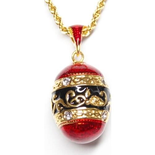 YAFFIL Women Brass Pendant Enamel HandMade Jewelry Vintage Egg Pendant Charm Crystal Necklace Luxury Classic Gift To Women 2019