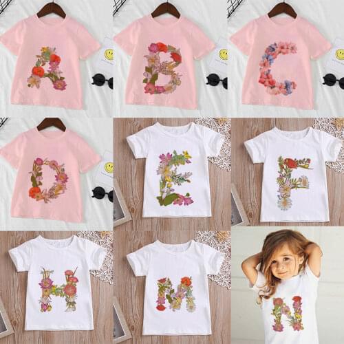 3 4 5 6 7 8 9 Years Birthday Party Name Design Plant Alphabet Baby Girls T-shirt Boy Clothes Kids Girl Tops Cute Tshirt Novelty