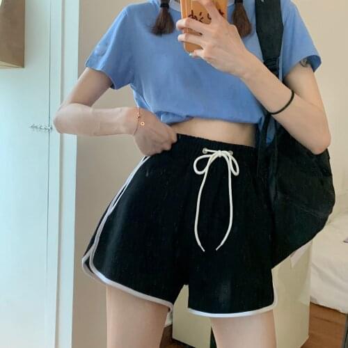 Women Leisure Sports Shorts Summer New Fashion Korean High WaistFrenulum Loose Wide Leg Pants Jogging Short Pant Plus Size S-5XL