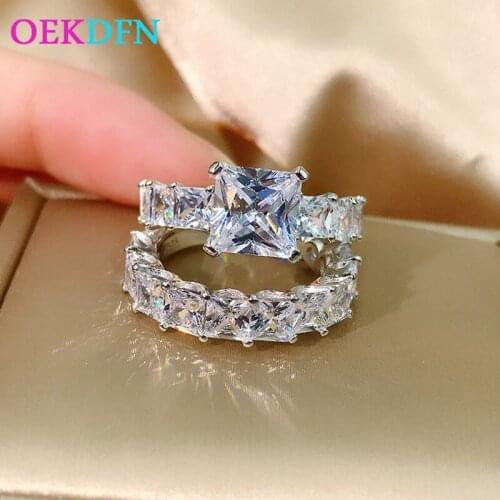OEKDFN 100% 925 Sterling Silver Rings Created Moissanite Diamonds Gemstone Wedding Engagement Luxury Ring For Women Fine Jewelry