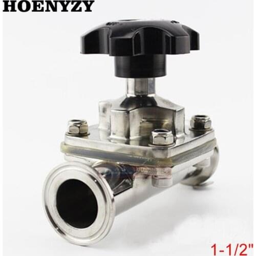 1-1/2" Pipe OD 38mm Sanitary Stainless Steel 316L Tri-Clamp 1.5" OD 50.5mm Diaphragm Valve Silicone Brew beer Dairy Product