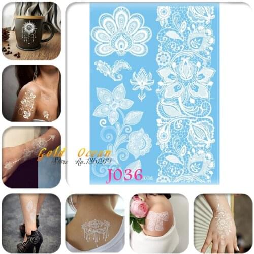 1PC Hot Fashion Large Peacock Feather Temporary Tattoo GJ036 Plant Jewelry Pattern Tatoo Phoenix White Color Henna Lace Tattoos