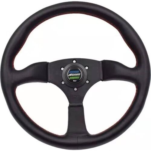 14inch Spoon Black Leather Flat Drift Racing Steering Wheel