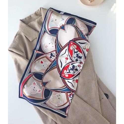 2020NEW 53CM small squality 100% Nature silk scarf for women European Pink Pigs Cute Girls Silkworm Ladies scarves Handkerchiefs