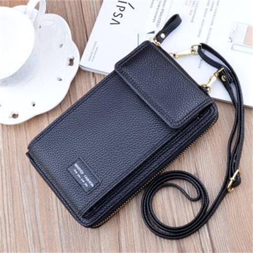 2021 Women Wallet Fashion Leather Shoulder Straps Shoulder Bag Mobile Phone Big Card Holders Wallet Handbag Pockets Girls Purse