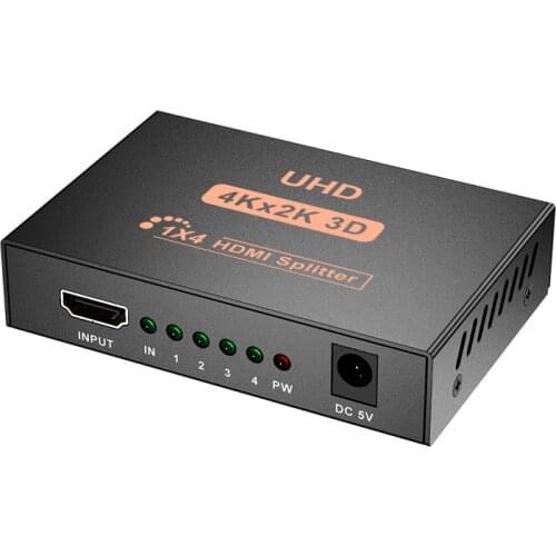 4K 1X4 HDMI Splitter By 1 Port to 4 HDMI Display Duplicate/Mirror USB Powered Splitter for PS5 (One to Four Outputs)