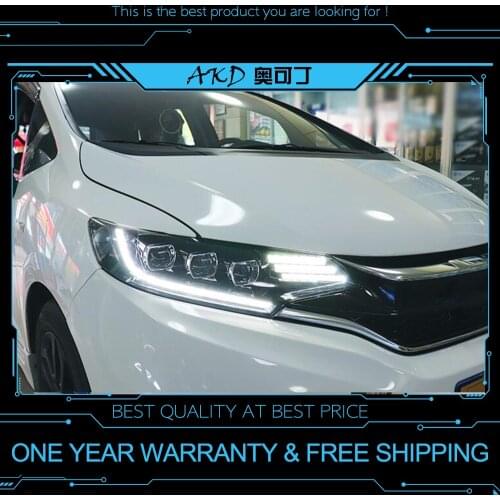 AKD tuning cars Headlight For Honda FIT JAZZ GK5 2018 Headlights LED DRL Running lights Bi-Xenon Beam Fog lights angel eyes Auto
