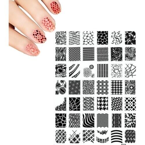 Glitter Square Stamping Plates Nail Art Stencils Templates DIY Lips Words Design Polish Decor for Manicure Stamp Nail Tools