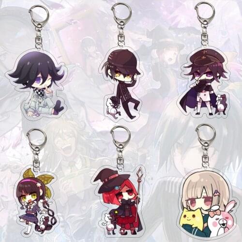 Danganronpa V3 Kokichi Oma Keychain Saihara Shuichi Cosplay Key Chain School Bag Charm Cartoon Printed Acrylic Key Ring Trinkets