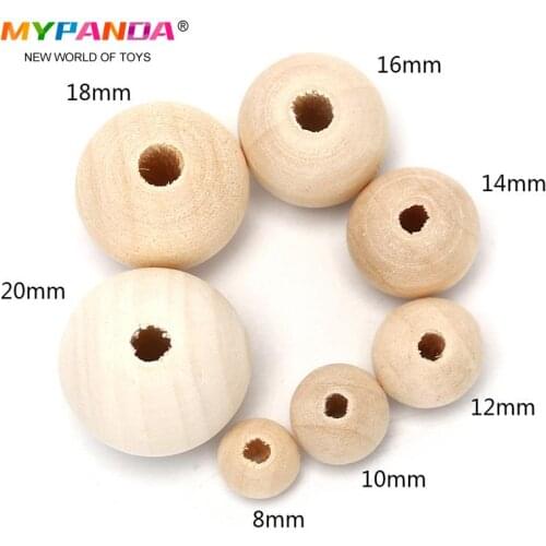 50/100PCS Natural Wood Teething Beads Children Kids DIY Wooden Jewelry Making Crafts Lead-Free Wooden Balls