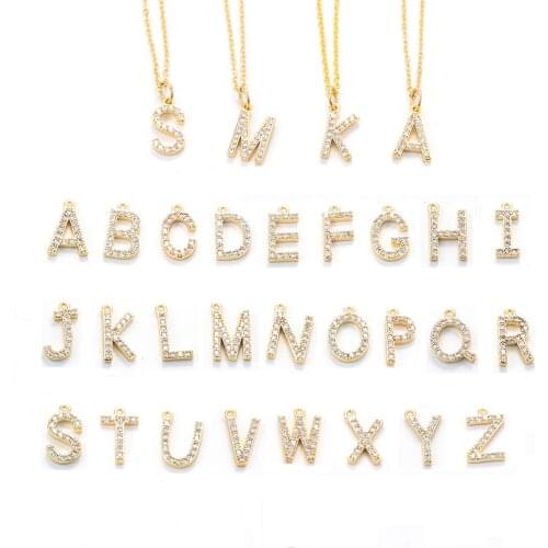 EYIKA Capitalize the first letter Pendant Necklace Micro inlay Zircon women choker gold jewelry Alphabet name Necklace for gift