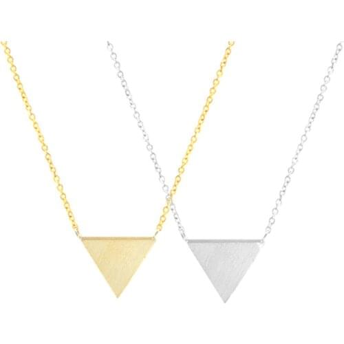 10pcs/lot Gold Color Triforce Triangle Necklace Pendant Collar Mujer Stainless Steel Chain Necklace For Women Party Jewelry