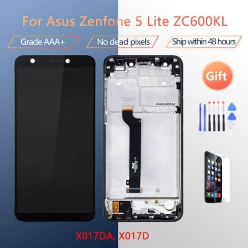 For Asus Zenfone 5 Lite 5Q ZC600KL LCD screen assembly with front case touch glass, X017DA LCD Display original Black White