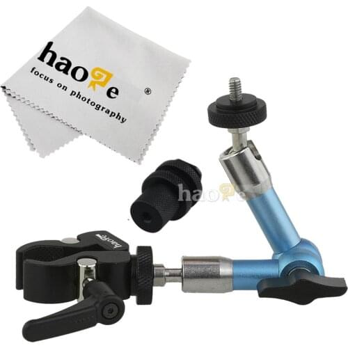 Haoge 7" Inch Articulating Magic Arm + Mini Clamp for LCD Monitor LED Light Tripod Blue