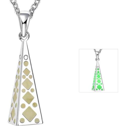 Hot sell Gorgeous Glowing Luminous necklace women Pyramid hollow collane diy LUYN038