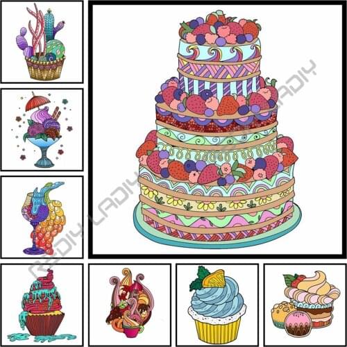 Full Square/Round Diamond Painting Cross Stitch Colorful Cakes DIY Diamond Embroidery Mosaic Pictures of Rhinestones Needlework