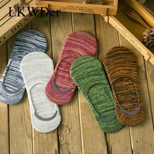 LKWDer 2021 Quality Summe Boat Socks Men Retro Simple Fashion Sock Cotton 5Pairs/Lot National Colorful Clothes Sox Harajuk Male